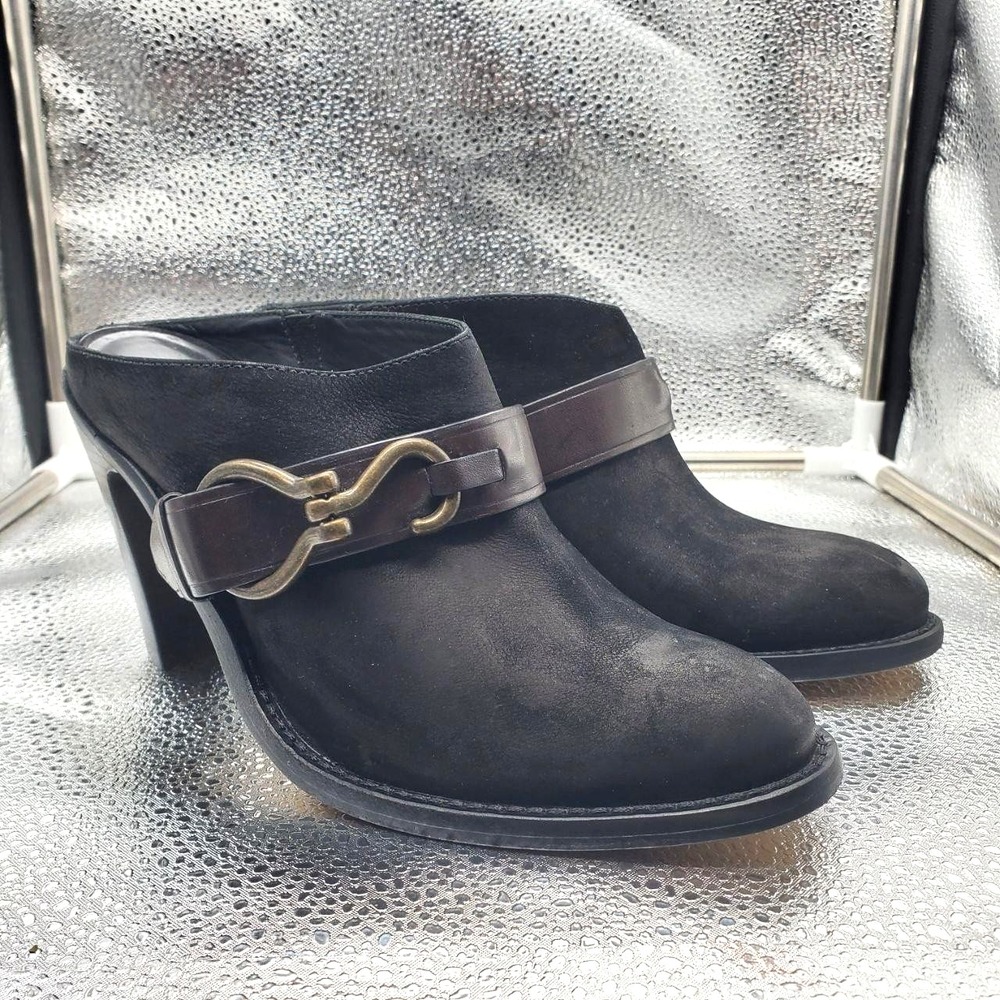 Cole Haan NikeAir Mule Shoes Womens 7.5B Black Suede Slip On Heel Clogs Comfort